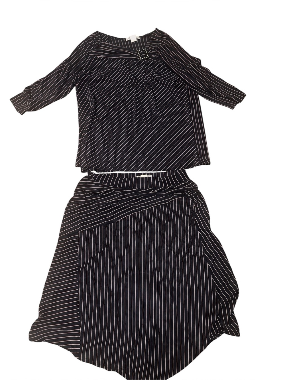 dressbarn Black Blazer with Pink Pinstripes